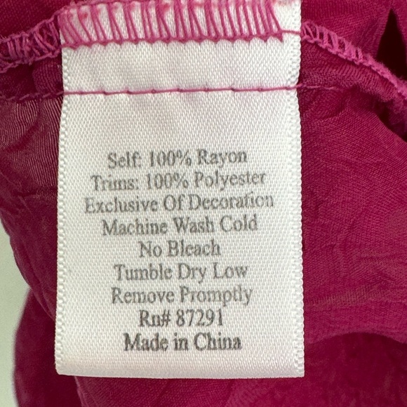 Johnny Was Pink Fuchsia Embroidered Long Sleeve Button Down Size Small - Picture 9 of 9